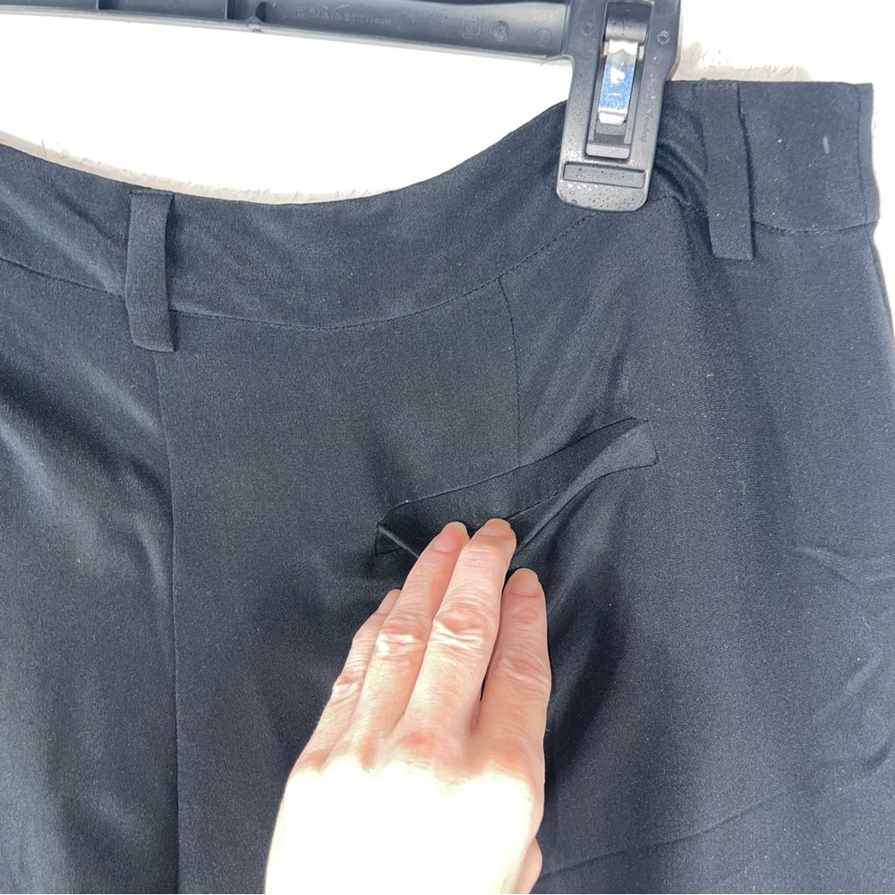 Eileen Fisher 100% silk wide leg trousers pleated belt loops pockets size M - Picture 7 of 13